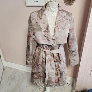 Flawless American Glamour Badgley Mischka Floral Trench Coat Jacket M